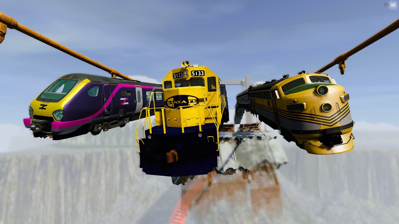 Extreme Train Crashes # 21 ( Big Broken Bridge Crashes ) | 
