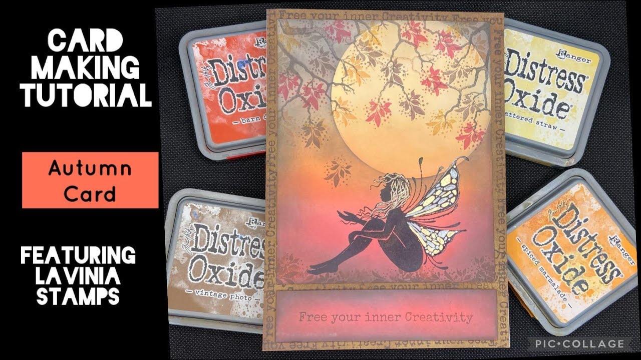 Card Making Tutorial- Autumn Card Featuring Lavinia Stamps, Distress Oxide Background
