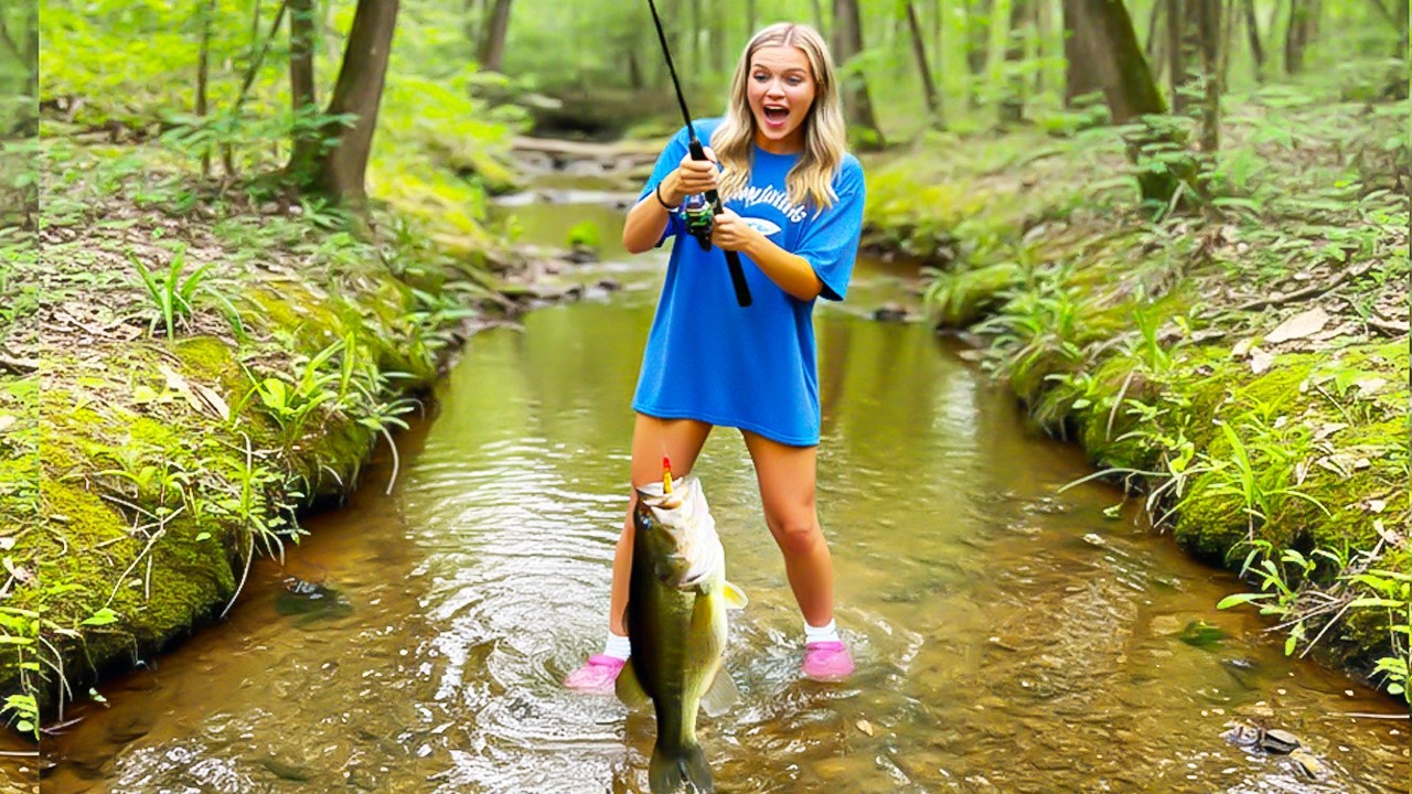 We Went Bass Fishing in the Smallest Creek Ever!