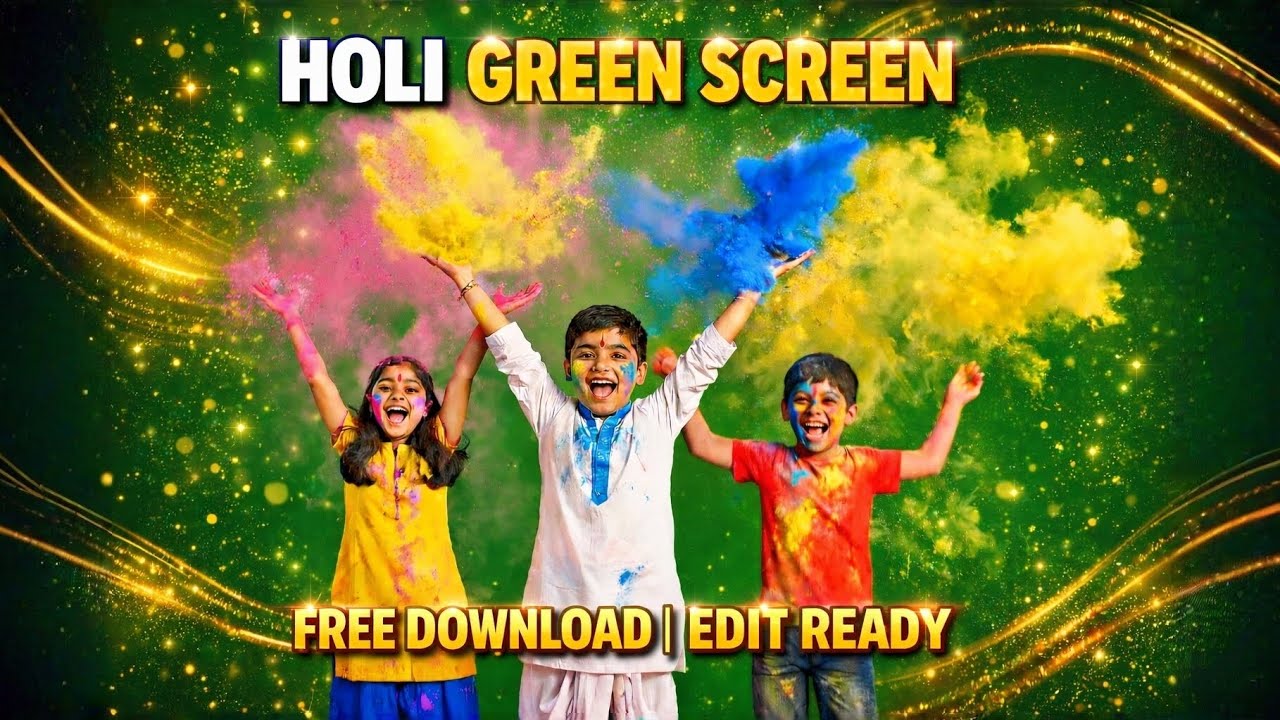 Holi Colour Splash Green screen | Kids play Holi Free Download | Greenscreen Video 
