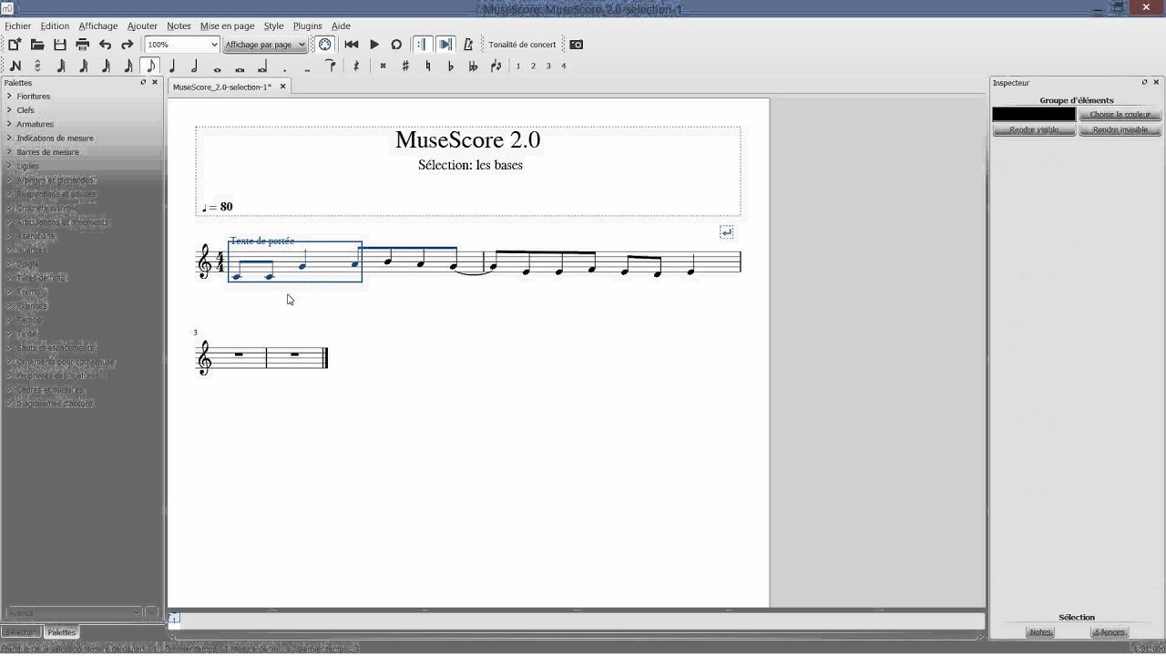 MuseScore 2 - Sélection : les bases