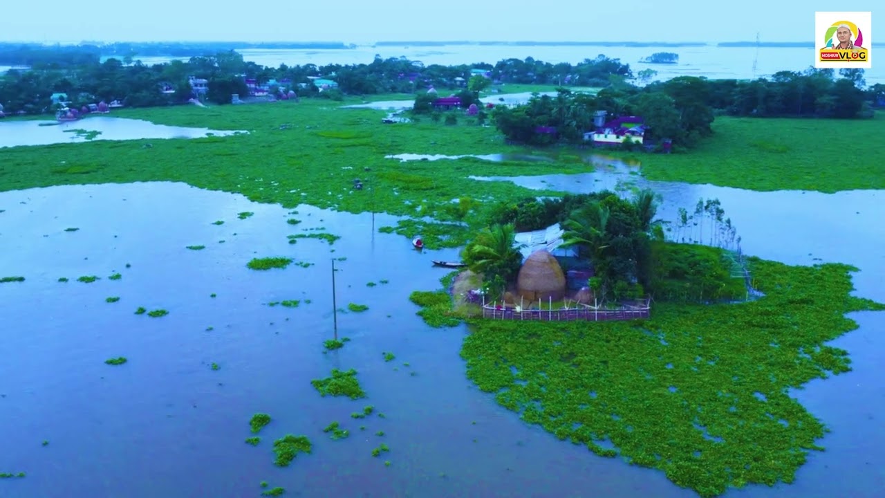 বন্যার পানি ঘরদাইর গ্রামে, পাখির চোখে অপরুপ সুন্দর লাগছে