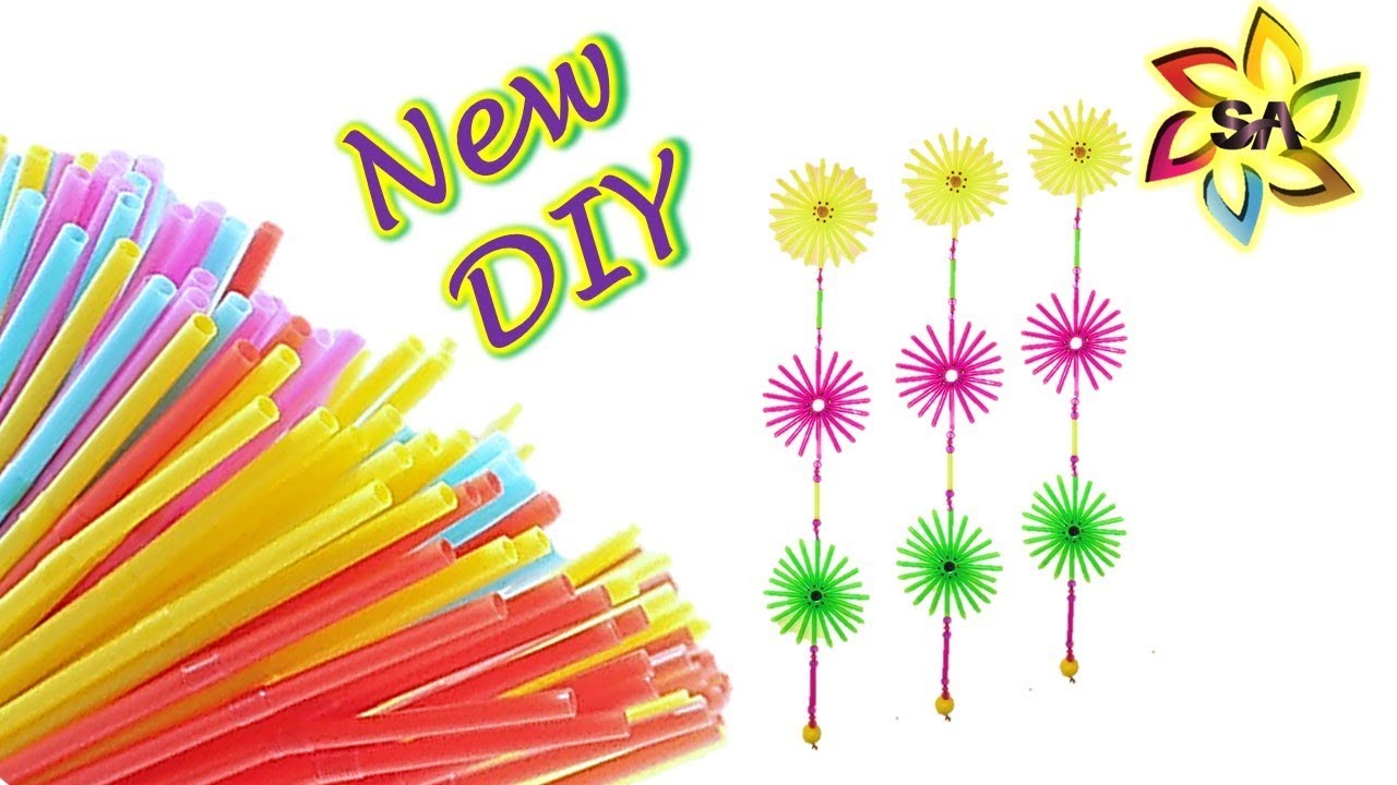 Drinking Straw Wall Hanging Craft | Straw craft as wind chime