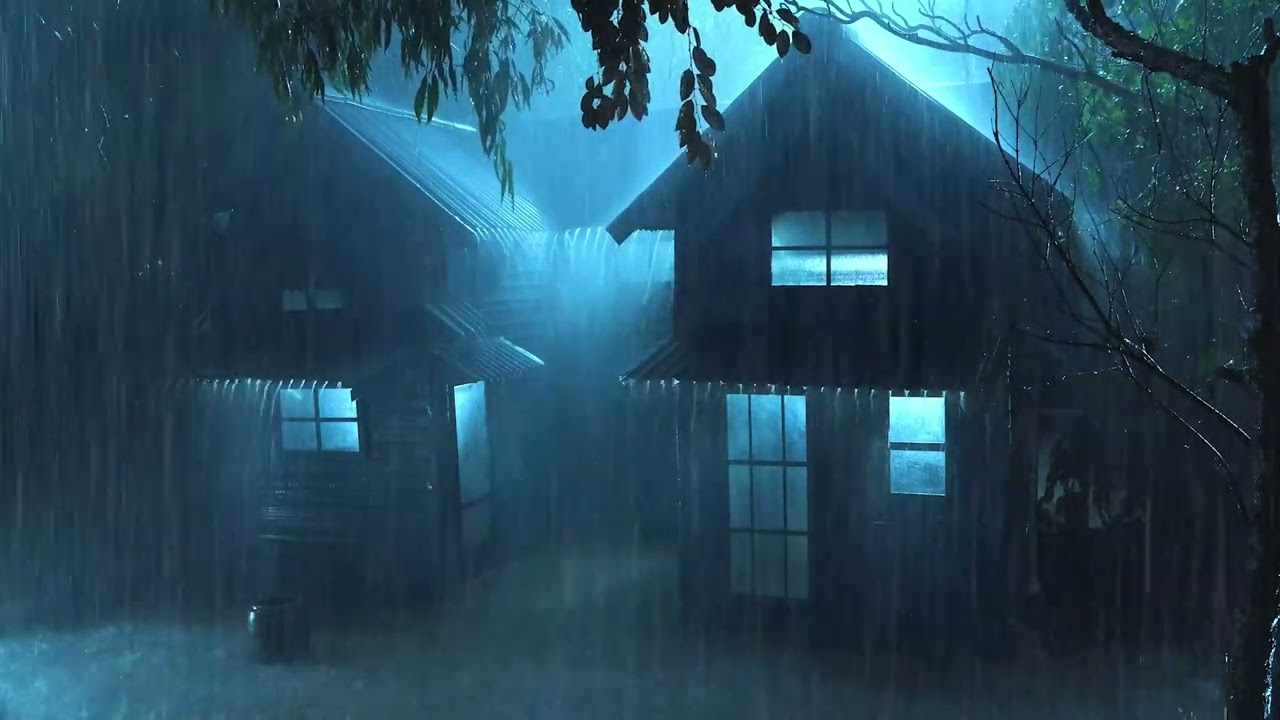 Cure Insomnia in 10 Hours with Pouring Rain & Thunder Roaring on Old Roof in Wild Forest at Night