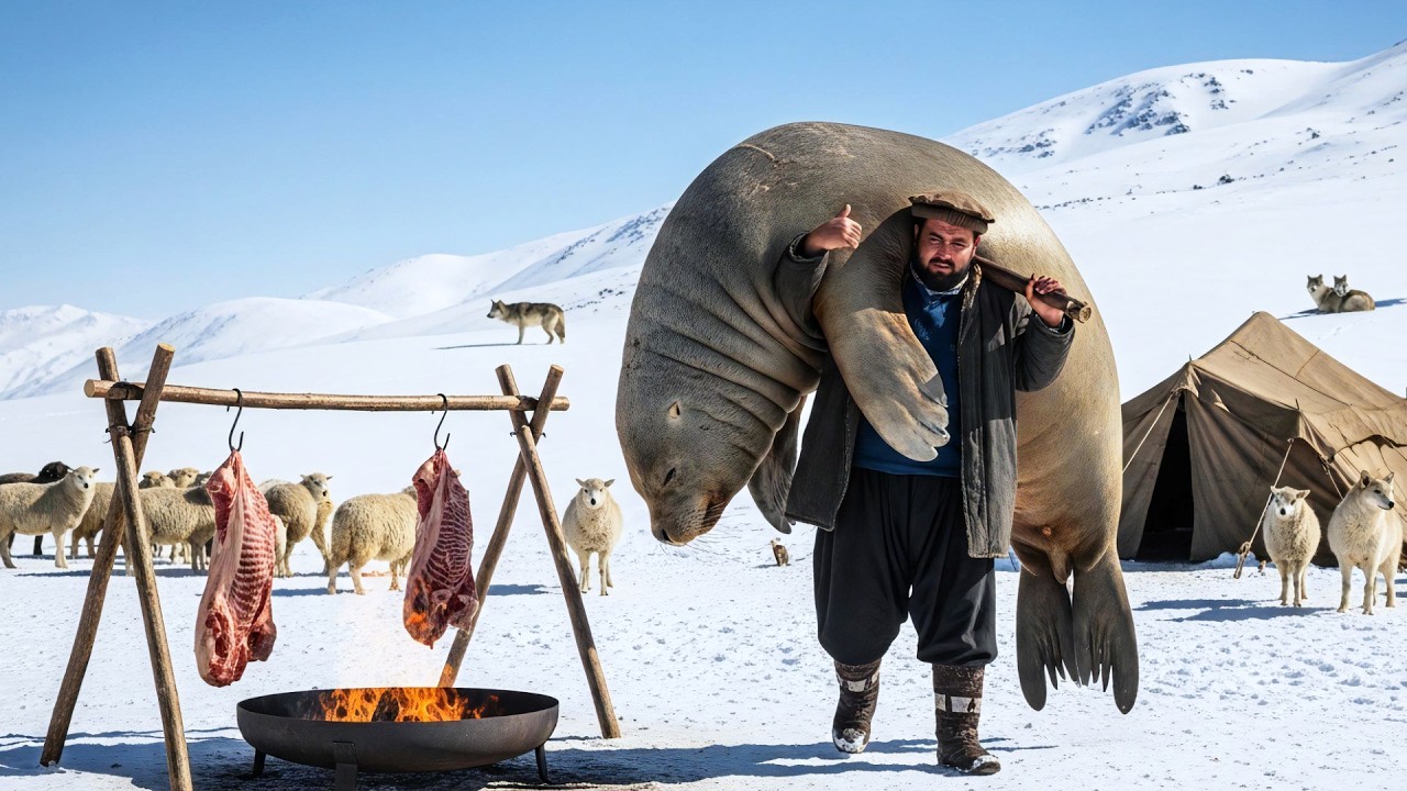 Afghanistan Winter Hunt | Sea Lion Hunt + Fresh Bread on Fire to Stay Alive