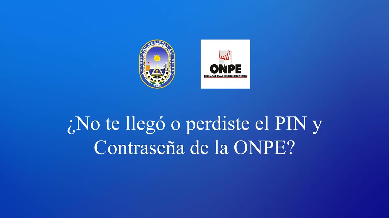 RECUPERAR PIN ONPE