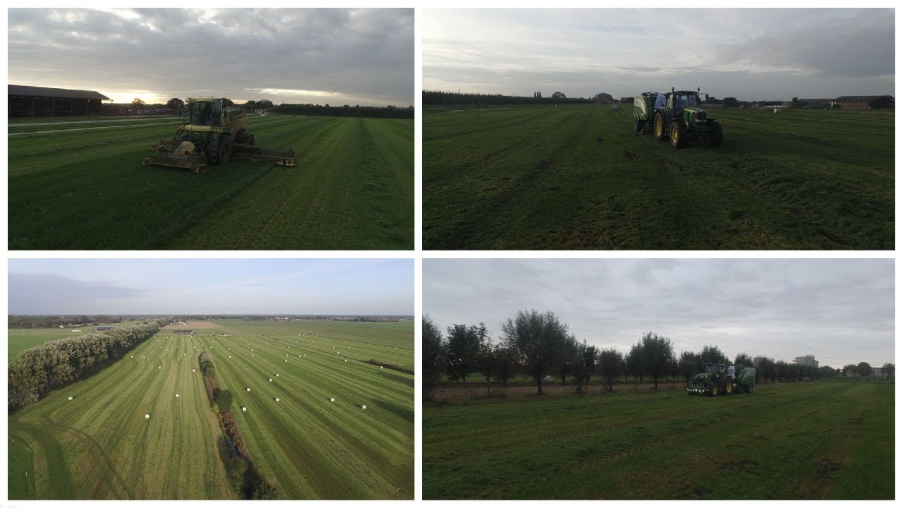 6e Snede 2021 | Gras maaien op zwad en Balen maken | Big M 450 | Mchale | John Deere | Sjors de Bie