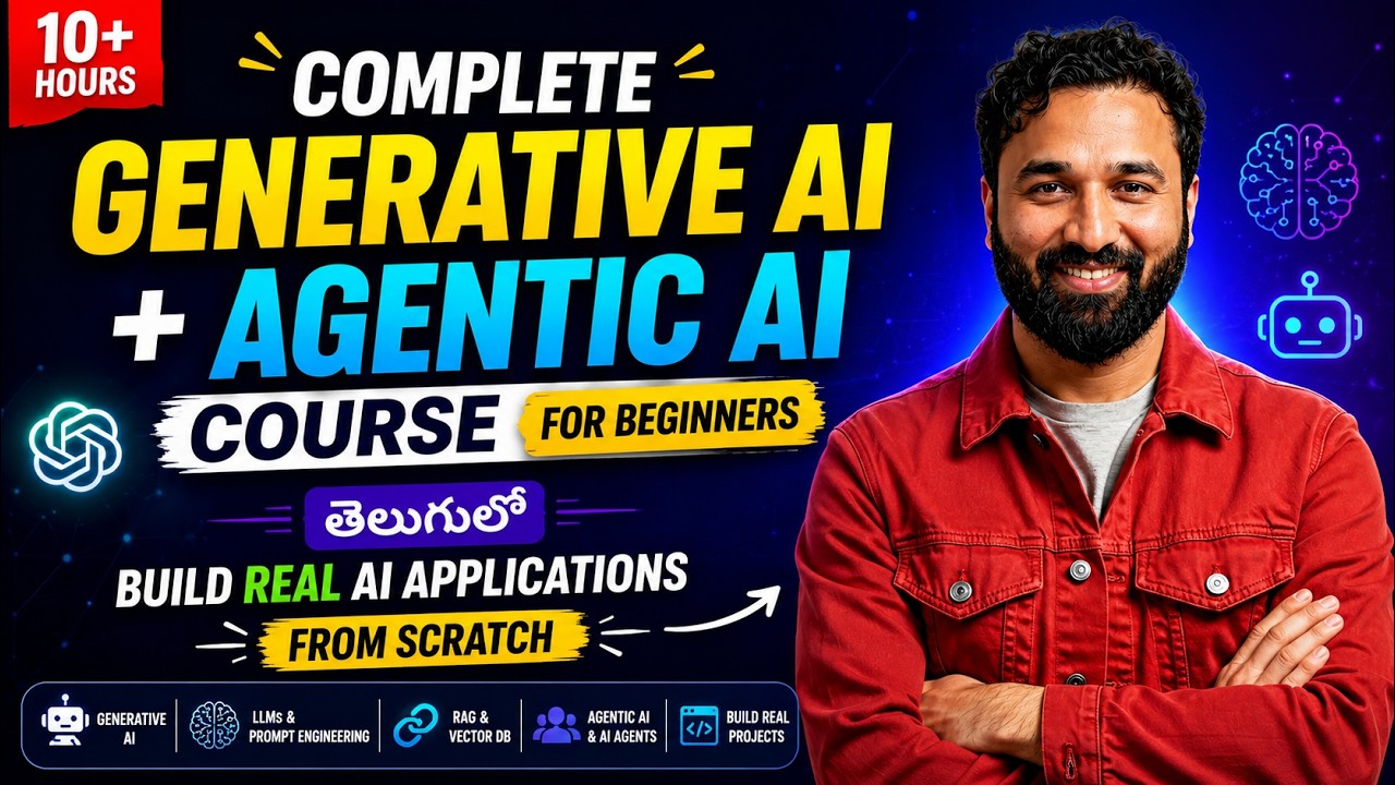 🚀 Complete Generative AI + Agentic AI Course for Beginners (Telugu) | Build Real AI Applications