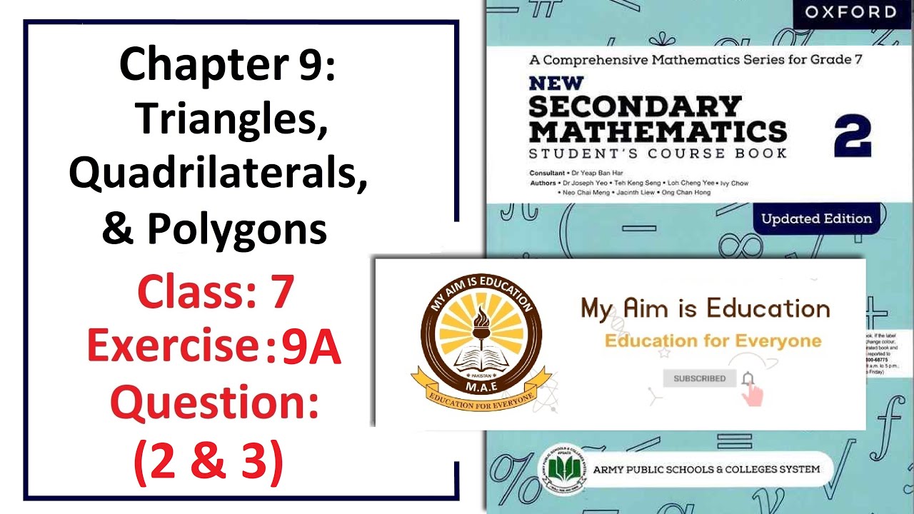 Exercise 9A Questions 2 and 3 – (Triangles)  Complete solution – APS Math Class 7.
