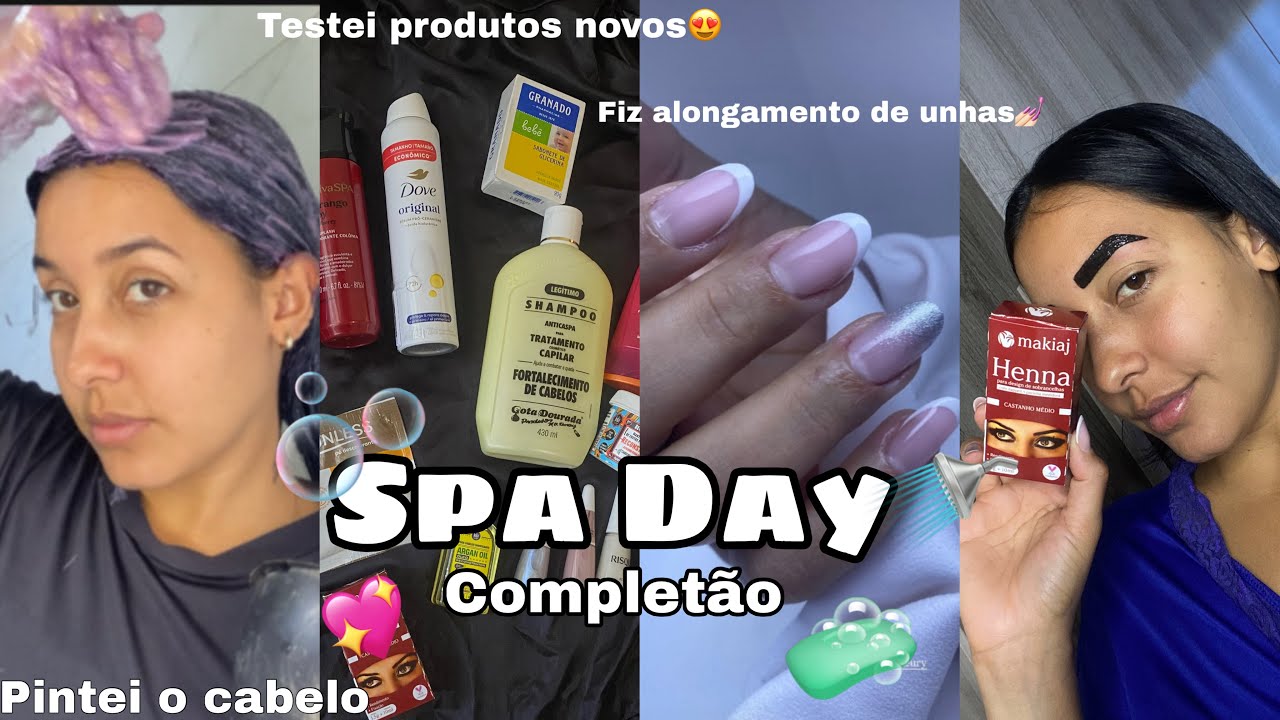 SPA DAY COMPLETÃO 🧼💖🫧| pintei o cabelo,unhas,sobrancelha