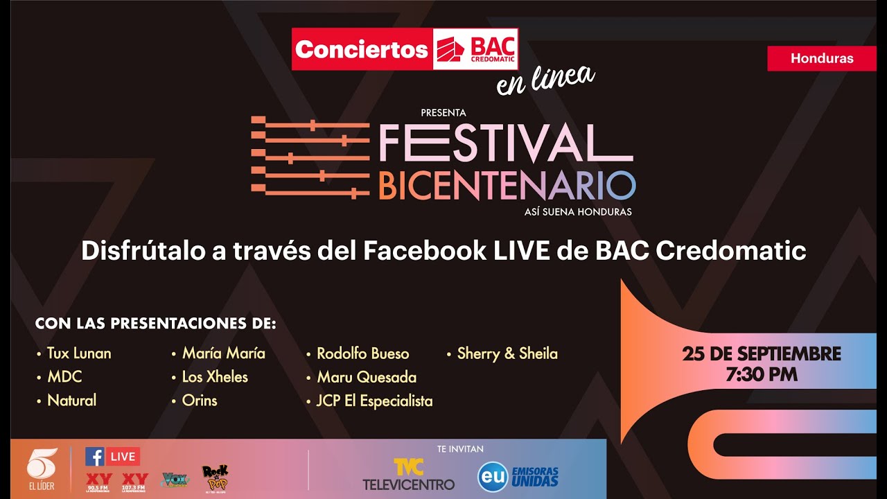 Disfruta en #ConciertosBACCredomaticEnLínea El Festival Bicentenario, así suena Honduras
