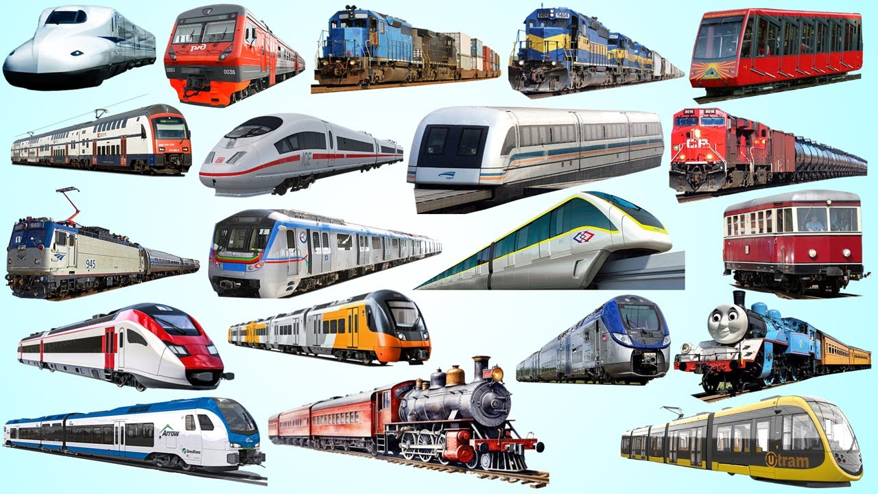 TRAIN and SUBWAY | Learn Railway Transport in English | Tram, Submarine, Train