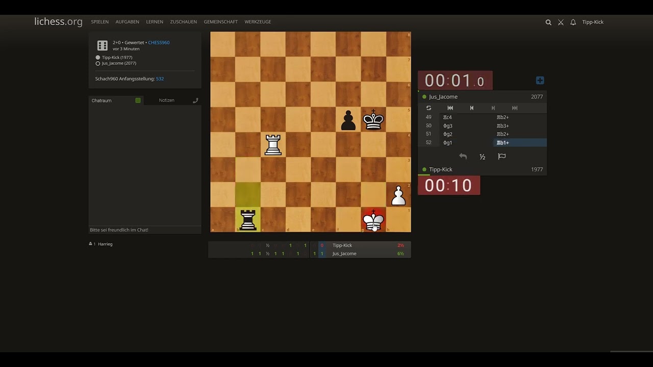Chess960 fast Blitz | 3 games match | Top 1000 ranked players on lichess.org