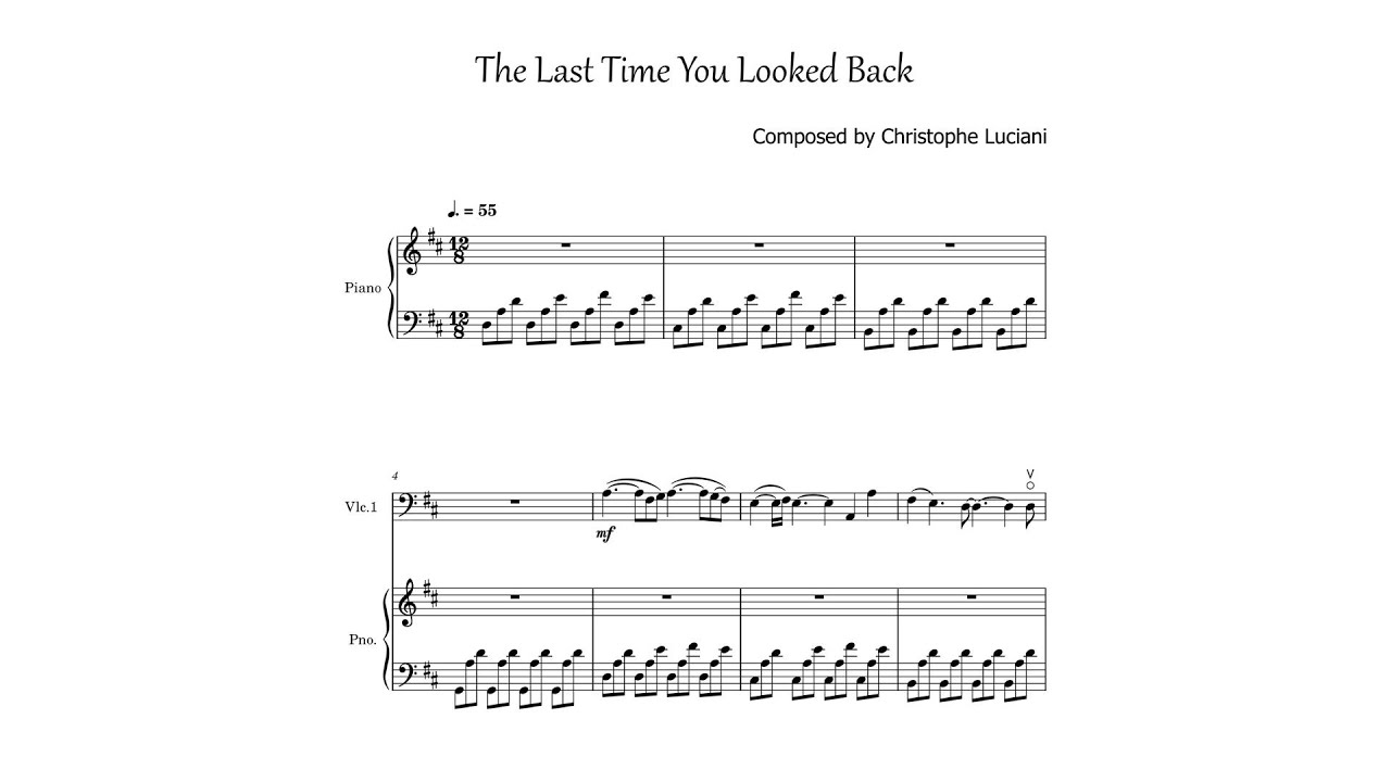 🎻🎹 Cello & Piano Sheet Music | The Last Time You Looked Back | Official PDF
