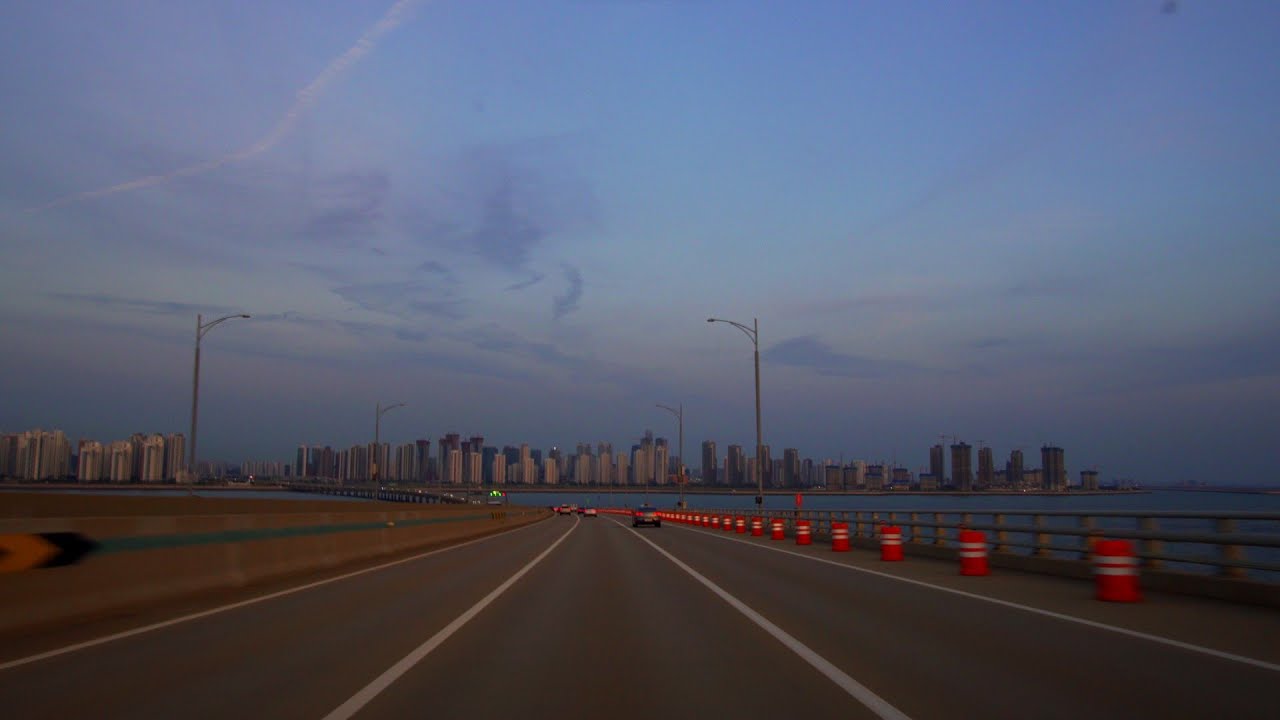 Sunset Drive - Yeongjongdo to Songdo in Incheon, Korea (No Talking, No Music)