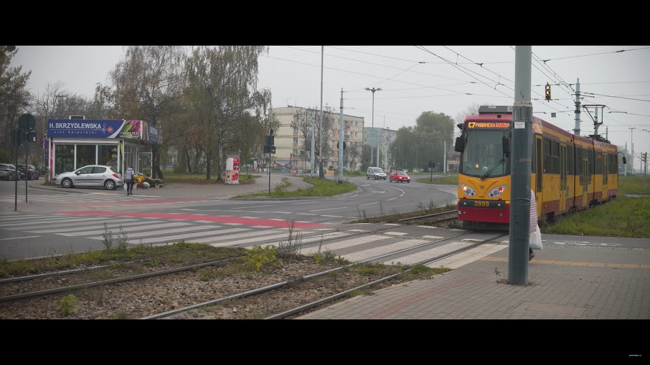 Poland, Łódź, tram C7 ride from Mickiewicza to R. Lotn. Lwowskich