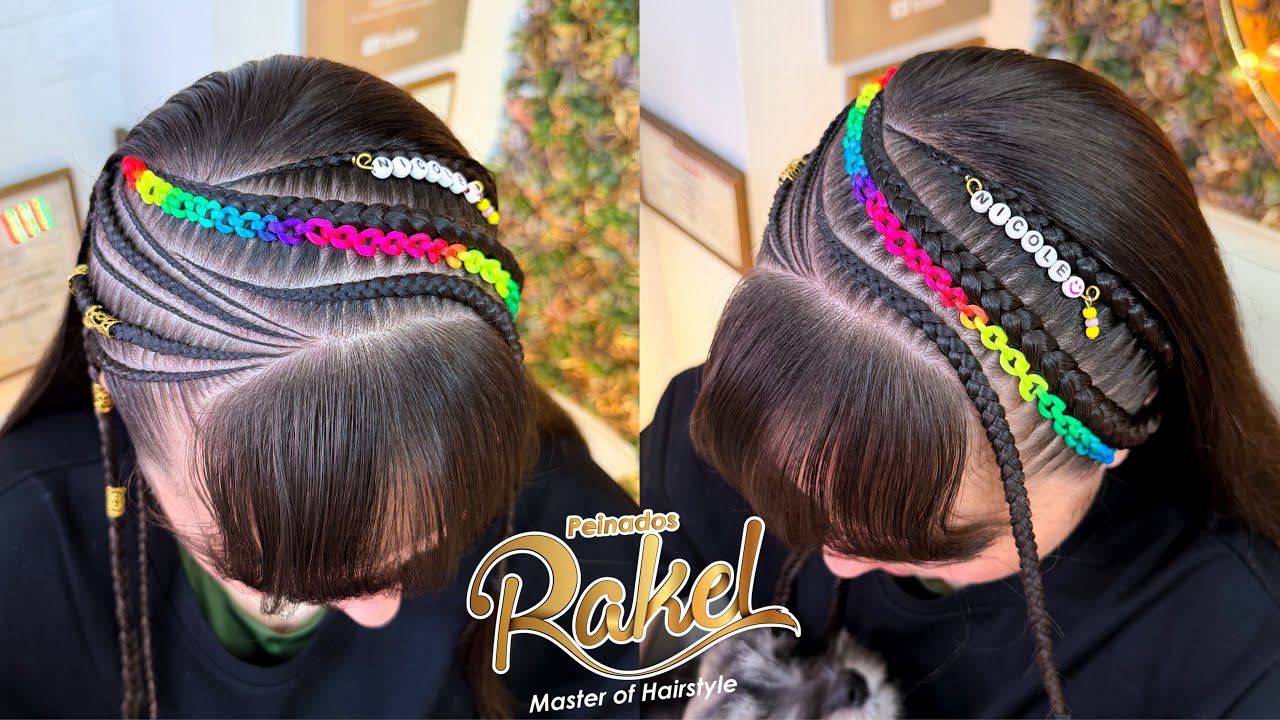 Peinado Para Niñas Con Trenzas Definidas y Encintado Cadena/ Peinados Rakel