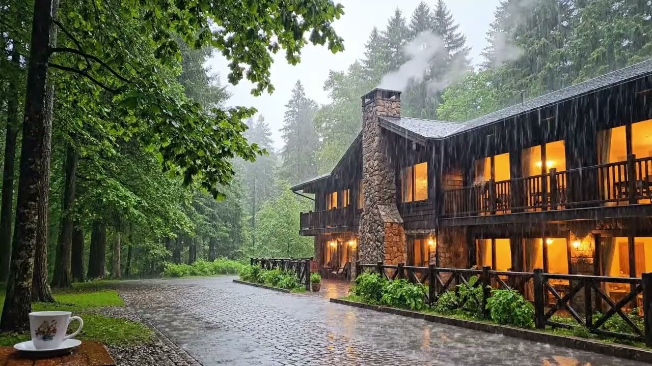 Rain & Sleeping in a Forest Hotel While It Rains All Night 🌲🌧️ for Relaxing, Healing & Better Sleep