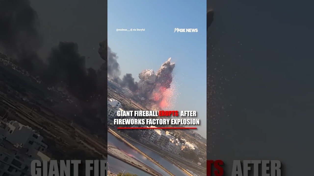 Giant fireball ERUPTS after fireworks factory explosion #foxnews #news #shorts #fire #europe