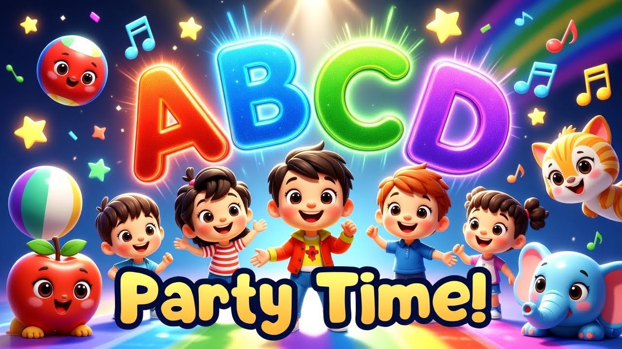 ABCD Party Time 🎵 | Fun Alphabet Song for Kids | Learn ABC with Dance | 3D Cartoon #abcdsong
