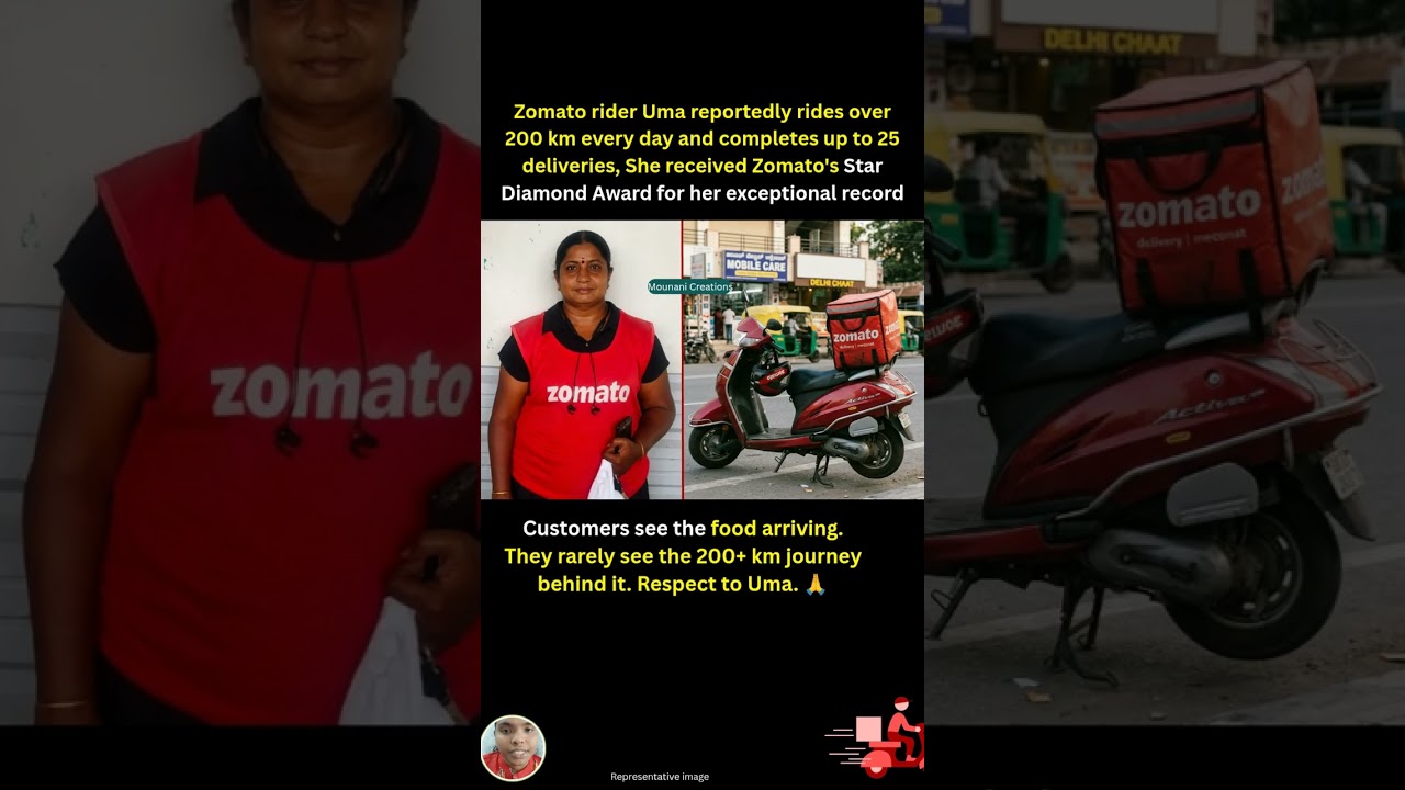 Zomato rider Uma reportedly rides over 200 km every day and completes up to 25 deliveries