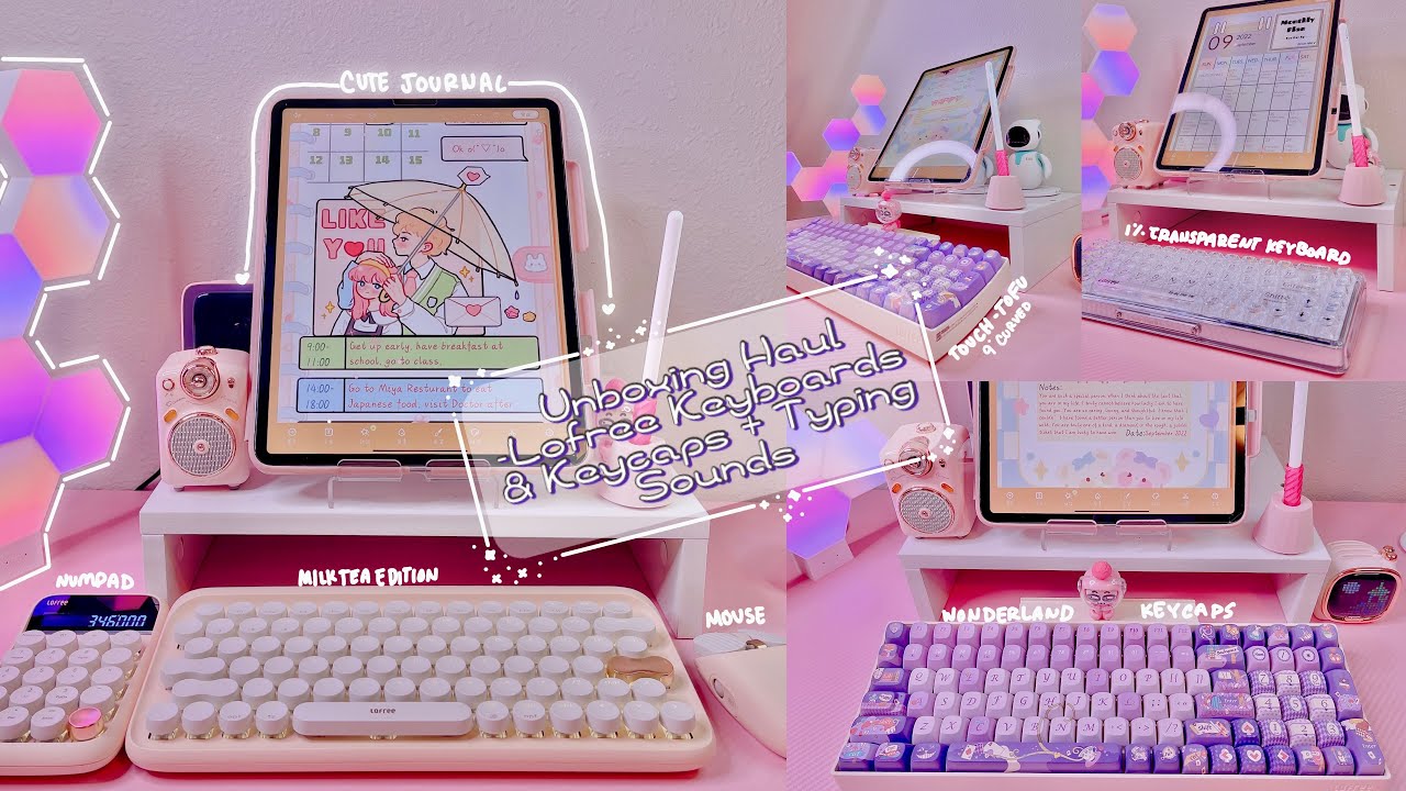 Unboxing Lofree Retro Keyboards & Keycaps| 1% Transparent, MilkTea, Tofu, Wonderland + Typing Sounds