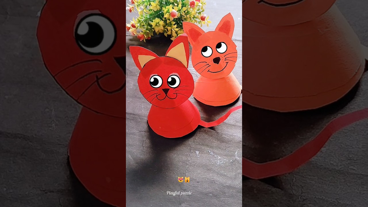 Easy kids Cat Craft🐱😨#shorts #trending #viralvideo #funny #story #art#diy #kids #craft #creative #yt