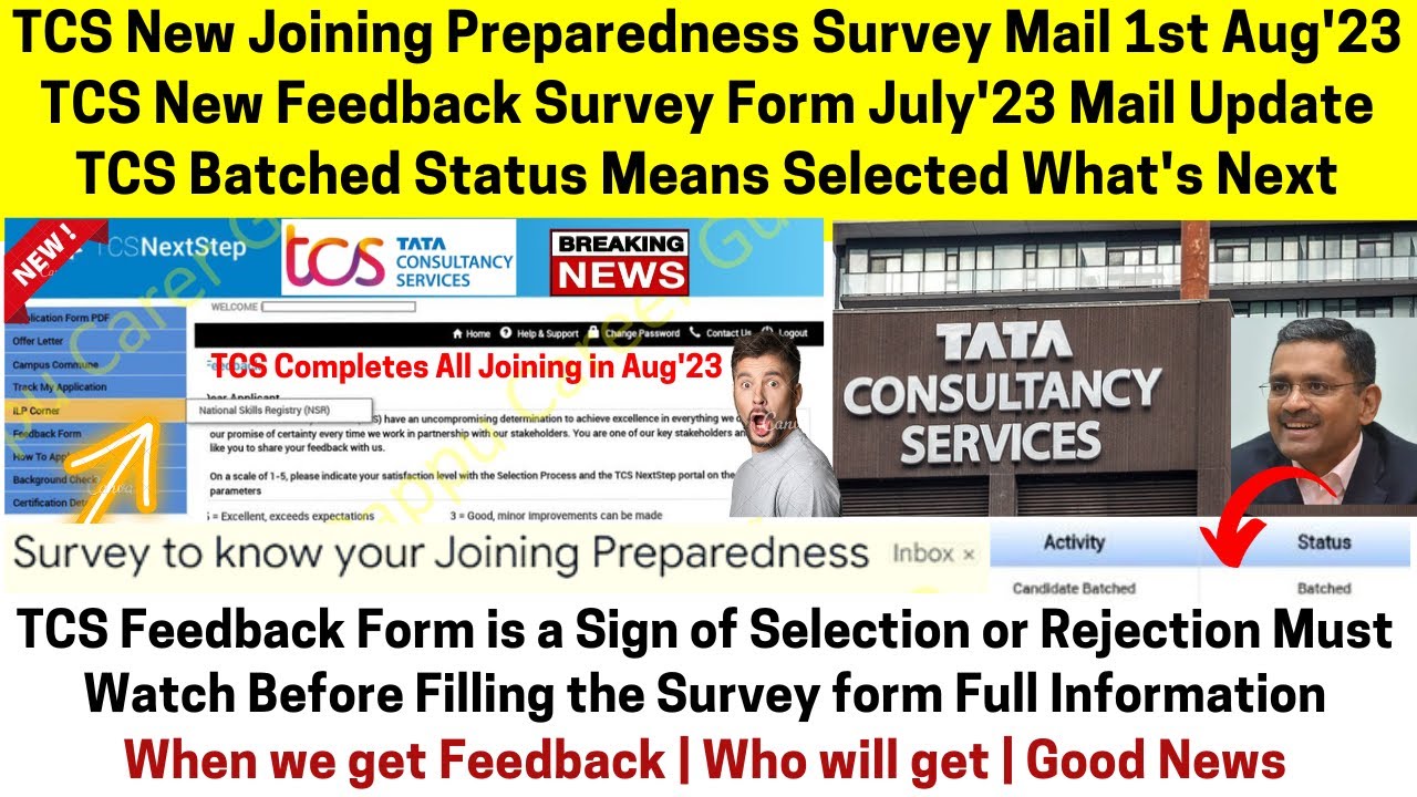 TCS Joining Preparedness Survey Mail | TCS Batched Direct Offer & Joining | TCS Feedback Survey Form