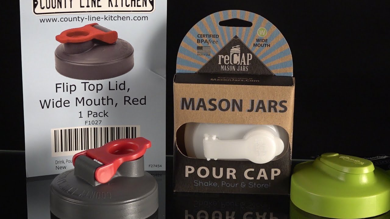 Pour Top Mason Jar Lid Comparison and Review Wide Mouth ReCap County Line Kitchen Masontops