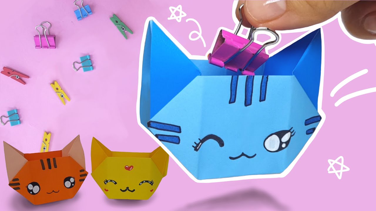 고양이바구니접기, 고양이접기, 바구니접기, 고사리손종이접기/ origami cat box