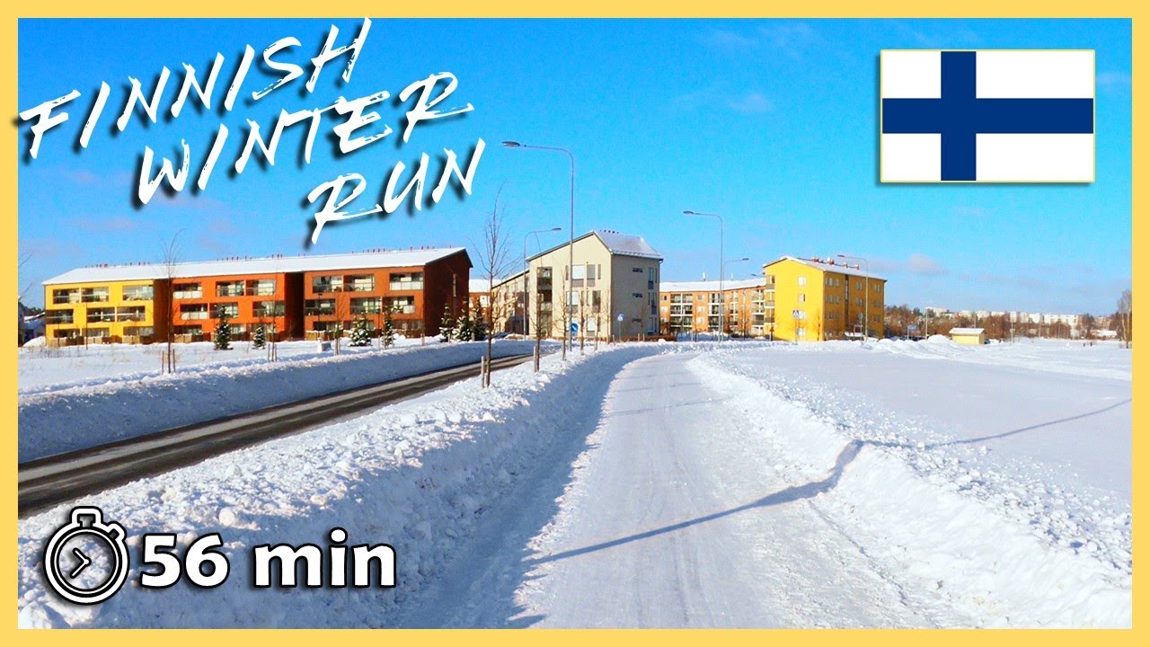 [4k] Run Scenery for Treadmill | Crisp Winter Run in Vantaa, Finland | 1 Hour Virtual Run