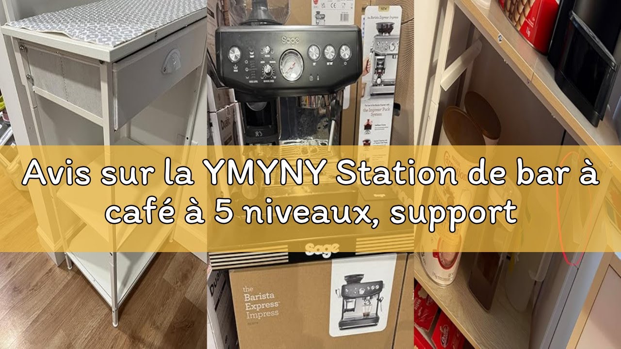 Avis sur la YMYNY Station de bar à café à 5 niveaux, support à café avec tiroirs en tissu, 8 crochet
