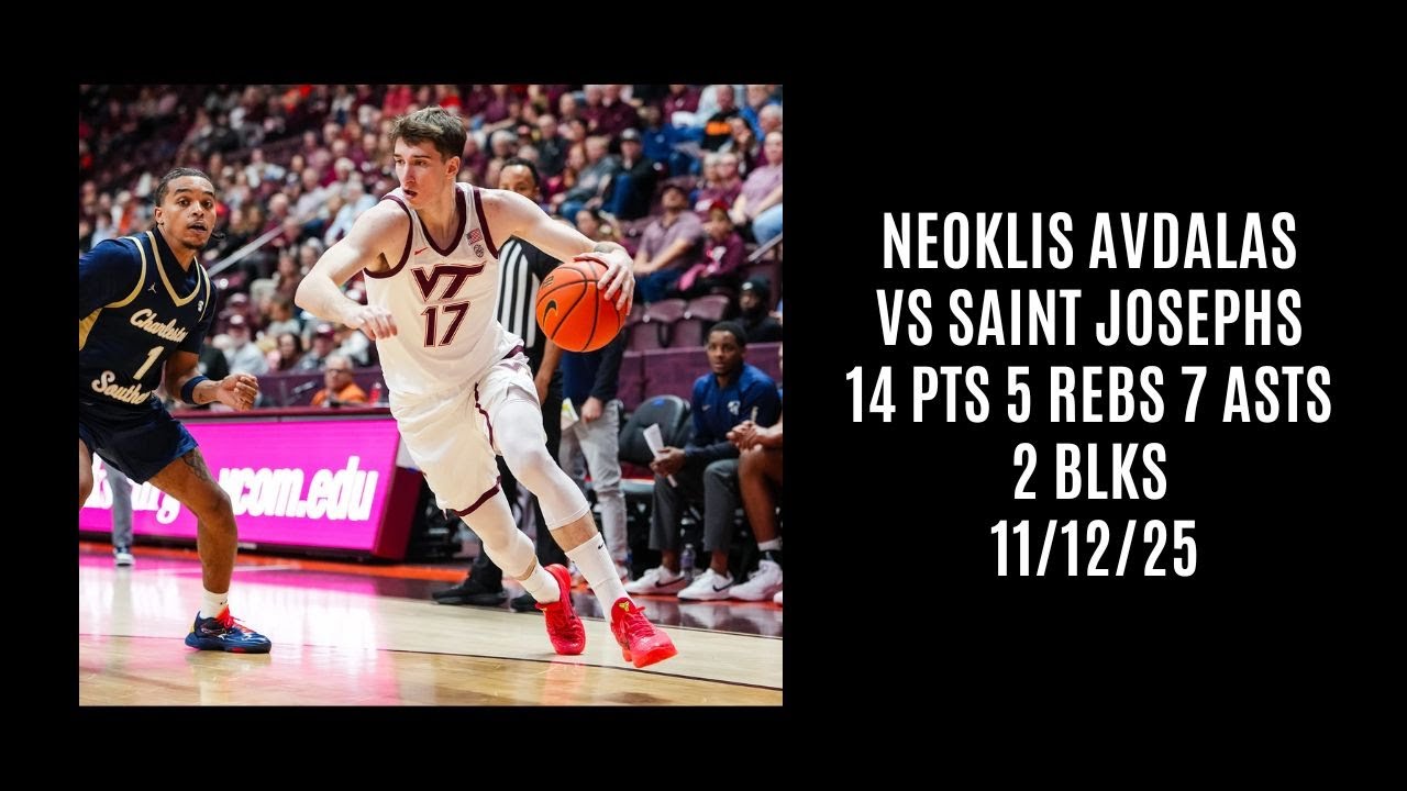 Neoklis Avdalas vs Saint Josephs (14 PTS 5 REBS 7 ASTS 2 BLKS) 11/12/25