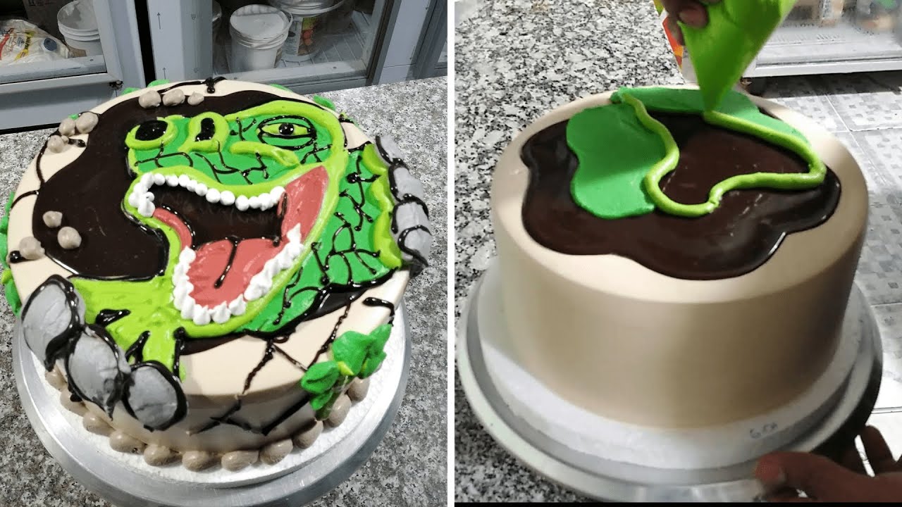 PASTEL PARA NIÑO CON CHANTILLY DE DINOSAURIO | TORTA DINOSAURIO | DINOSAURS CAKE