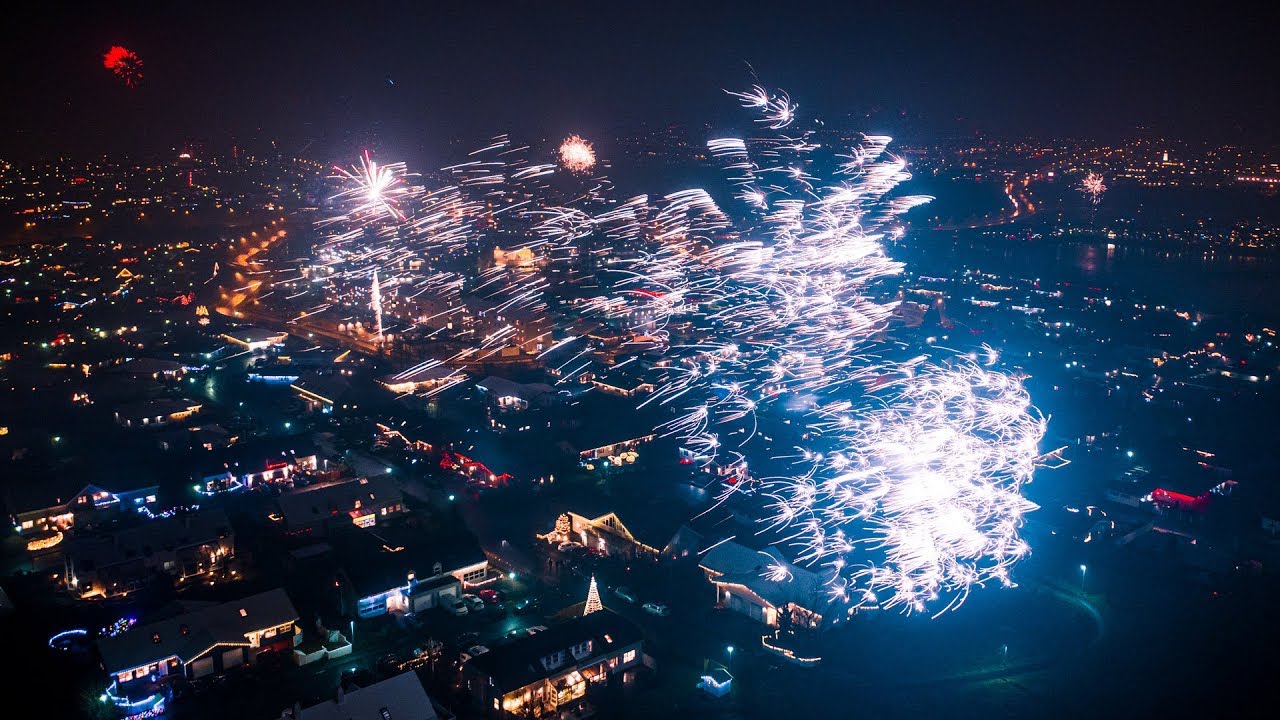 Reykjavik Iceland New Years Eve FIREWORKS | 4K Drone Footage