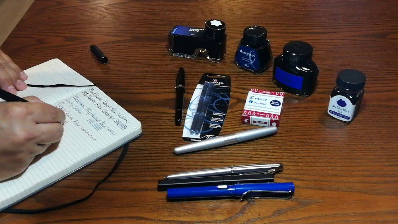 Tintas azules para plumas fuente