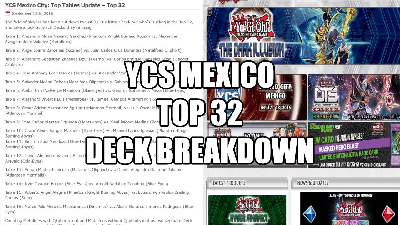 YCS Mexico September 2016 Top 32 Deck Breakdown!