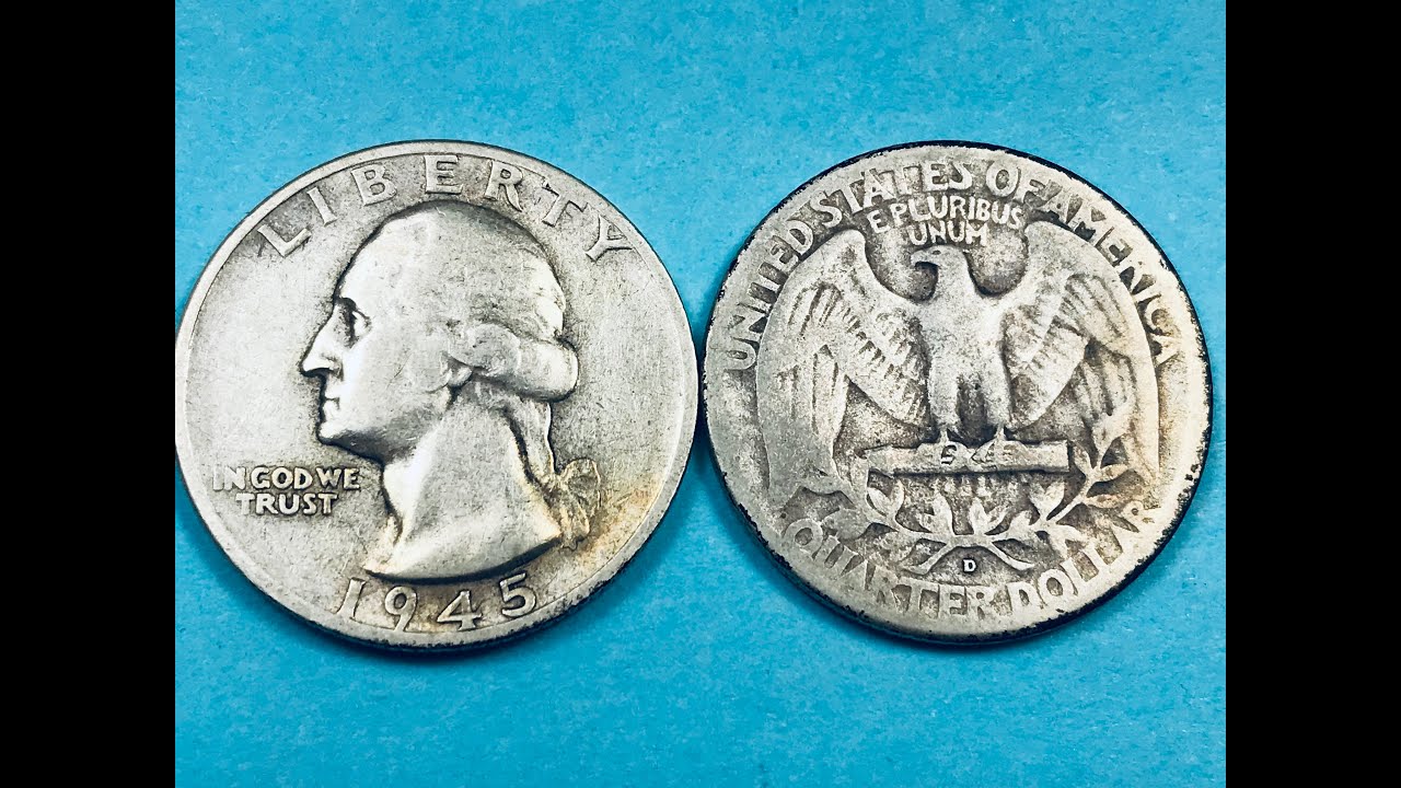 US 1945D Quarter Dollar Coin - United States WWII 25 Cents Washington