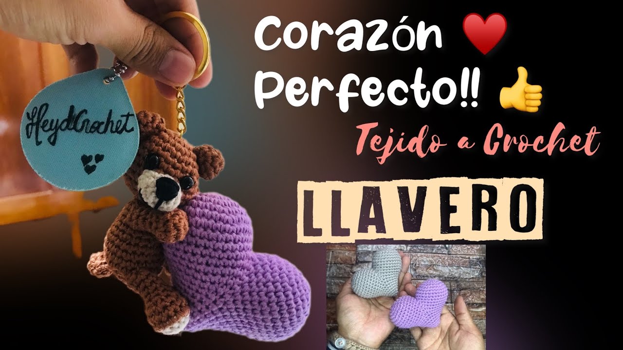 Corazón llavero♥️ perfecto tejido a Crochet ♥️ Paso a Paso / Súper fácil ♥️ a detalle