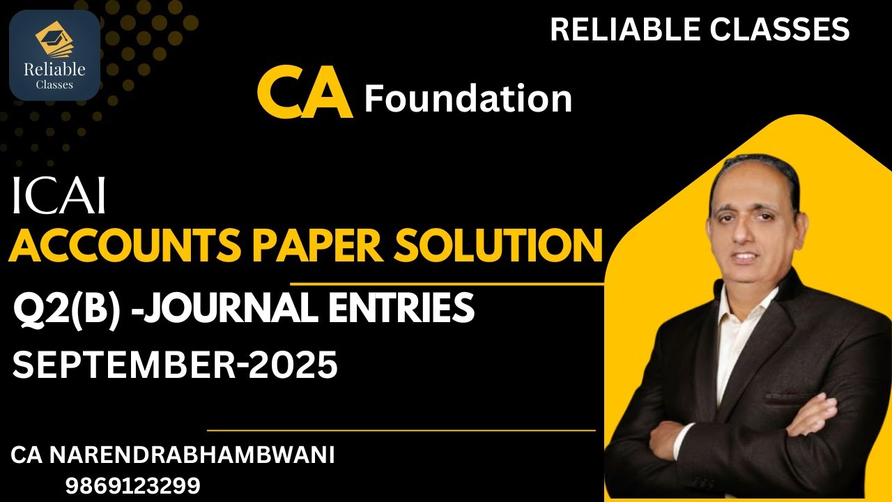 Accounts  CAFC  Sept  2025 ICAI  paper Q2b journal entries