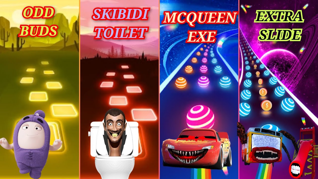 ODD BODS 🆚 SKIBIDI TOILET 🆚 MCQUEEN EXE  🆚 EXTRA SLIDE -Tileshop Vs Dancing Road