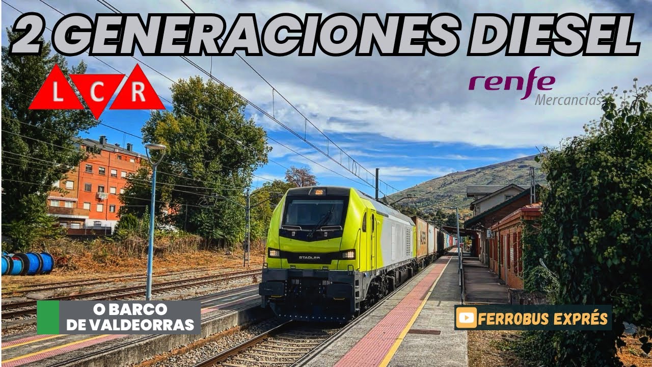 ¡PODER DIÉSEL! LCR 337-014 CON TECO Maersk y Doble S-333 de Renfe Mercancías por O Barco