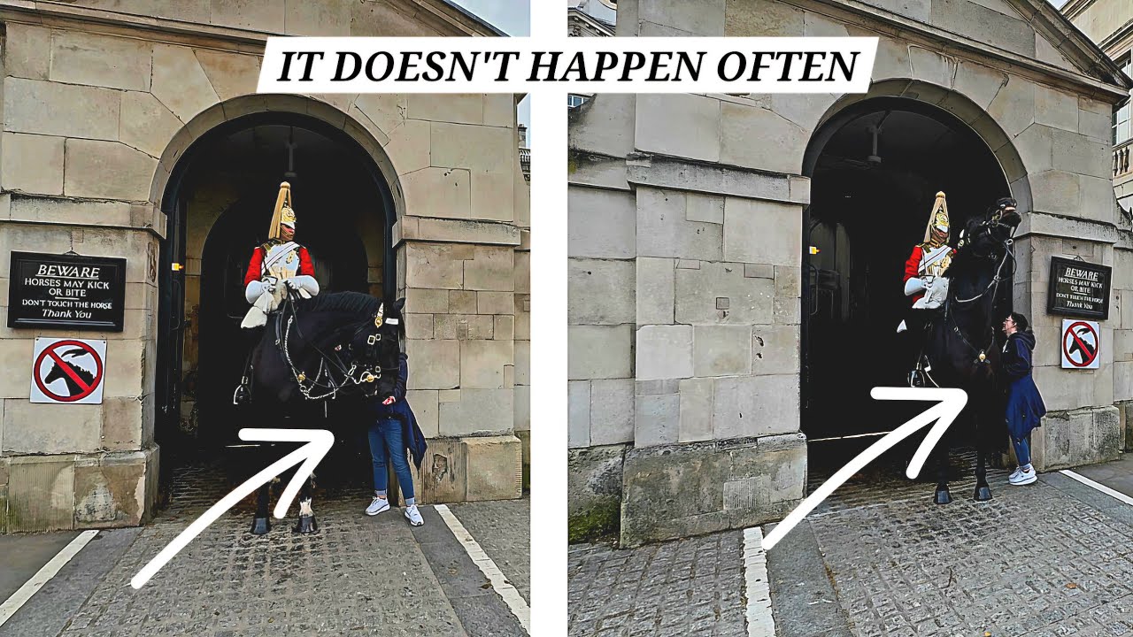 She Dropped MONEY Into the King's Guard's Boot and Patted the Horse For a Bit of Luck 💂💰🐴🍀