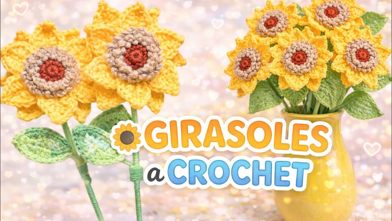 Cono Hacer Flores de GIRASOLES a Crochet 🌻 fácil para principiantes 