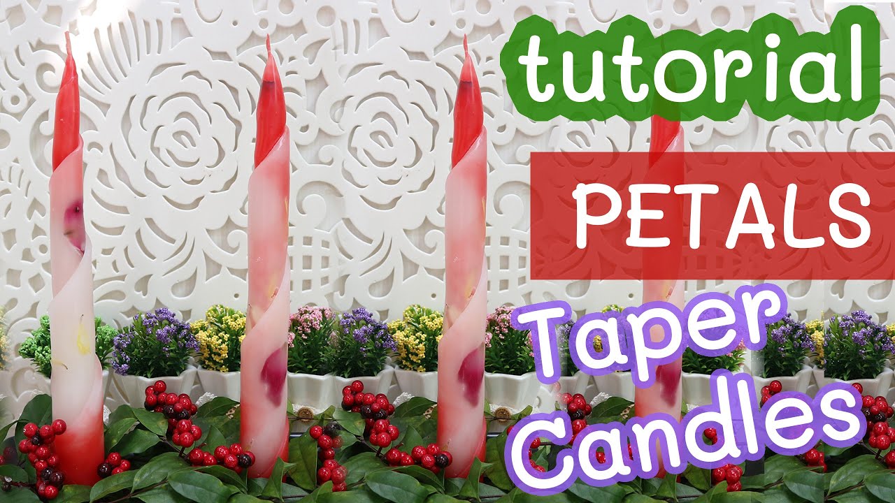 Candle Making Rose Petals Taper Candles | How to Make Rolled Paraffin Candles with Flower Petals