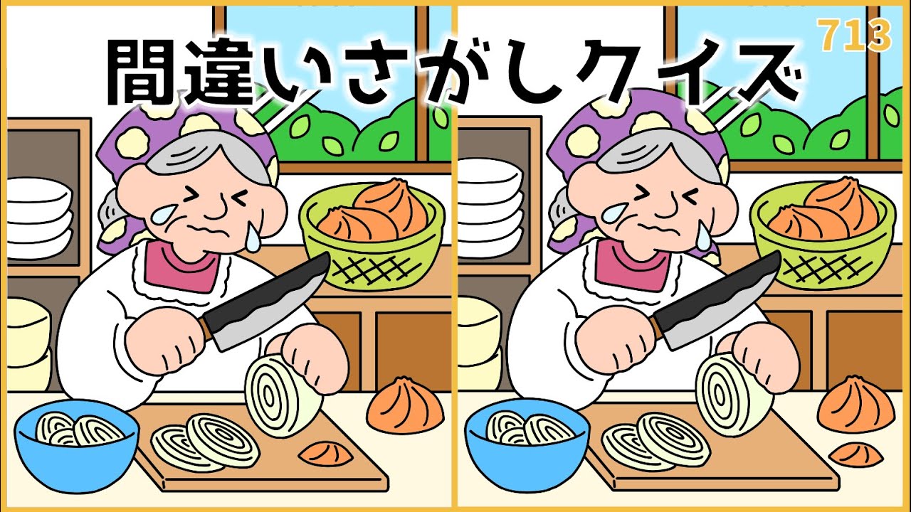 【間違い探しクイズ】大人の老化予防に最適！脳トレ面白いレク【無料ゲーム】#713