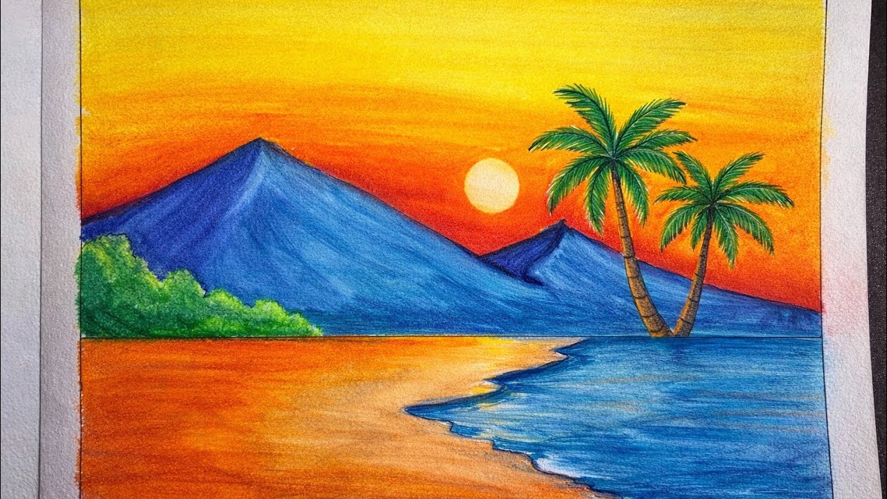 How to draw mountain scenery | beautiful scenery drawing | prakritik drishya kese banaye #scenery