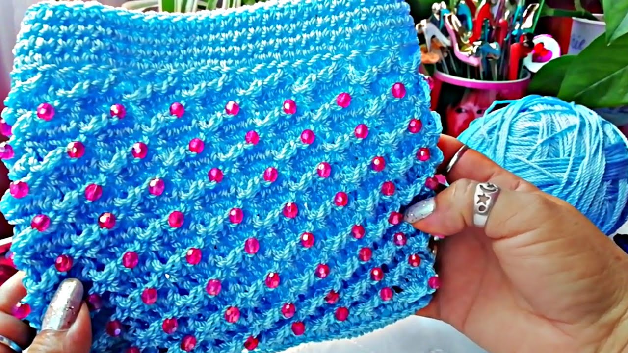 Como tejer bolsita a CROCHET punto VARETA atravesada con piedrita