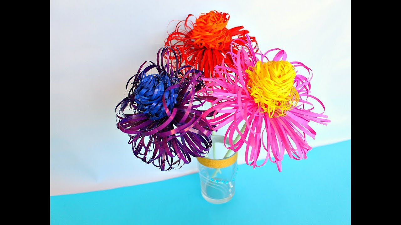 ПЫШНЫЕ ЦВЕТЫ из БУМАГИ. FLORES de PAPEL,fáciles de hacer. How To Make Fluffy Paper flowers-DIY