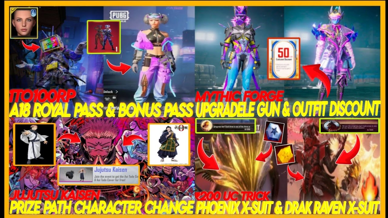 GOOD NEWS 😀 NEW ROYAL PASS 1TO100 RP REWARDS😍NEW DISCOUNT MYTHIC FORGE BGMI | JJK PRIZE PATH CHANGE 